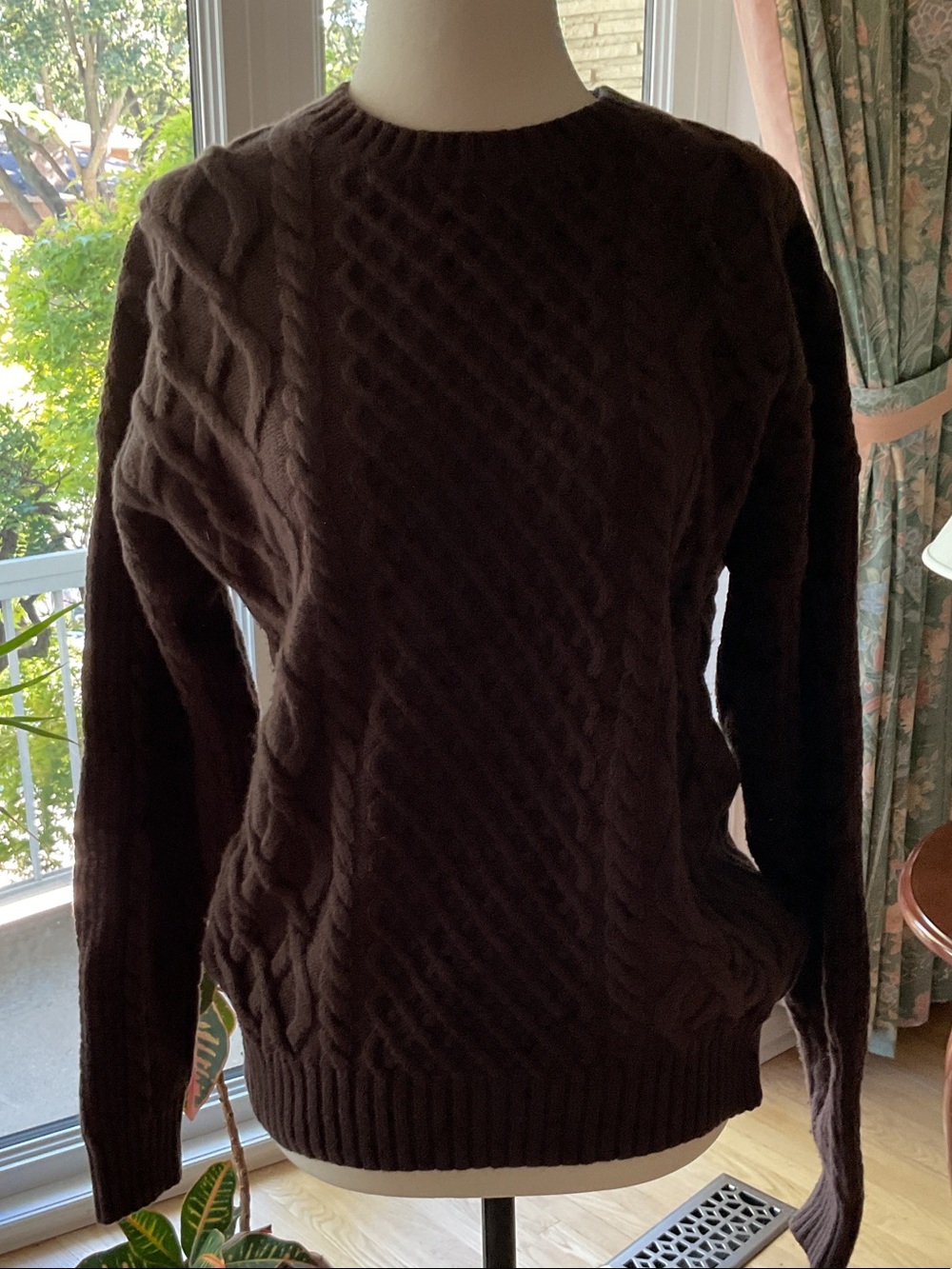 Sunday Best Brown Cable Knit Sweater – Oversized Slouchy Fit – 2XS